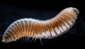 Worm under a microscope, phylum Annelida isolated on black background. Royalty Free Stock Photo