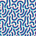 Worms, bold lines, wide stripes with risograph, riso print effect seamless pattern