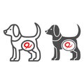 Worms in dogs line and solid icon, Diseases of pets concept, Worms intestinal parasites sign on white background, dog Royalty Free Stock Photo