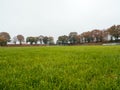 Worms eye view of Rural soccer pitch in Germany Royalty Free Stock Photo