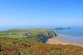 Worms Head and Rhossili beach in Wales Royalty Free Stock Photo