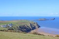 Worms Head and Rhossili Beach in Wales Royalty Free Stock Photo