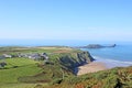 Worms Head and Rhossili beach in Wales Royalty Free Stock Photo