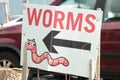 worms word caption text writing sign with an arrow pointing left and picture. ph