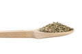 Wormwood herb or in latin Absinthii herba herb in wooden spoon isolated on white background. medicinal healing herbs. Royalty Free Stock Photo