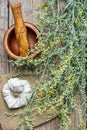 Wormwood and mortar Royalty Free Stock Photo