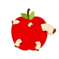 Wormy apple isolated. Fruit and Worms. vector illustration