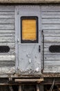 Worn abandoned railway carriage door