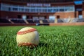 Baseball in green grass