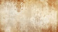 Worn Beige Wall with Brown Damask Pattern Royalty Free Stock Photo