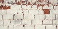 Worn Brick Wall Outdoor Indoor. Old Red wall painted Whitewash Plaster Layer Texture Background Royalty Free Stock Photo