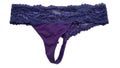 Purple worn women\'s panties with lace close-up