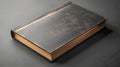 Worn leather bound book on a gray surface Royalty Free Stock Photo