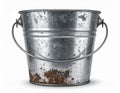 Worn Metallic Bucket with Rust Patches and Cylindrical Shape on a White Background Royalty Free Stock Photo