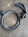 Worn motorcycle inner tube.