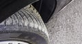 Worn Out and Damaged Car Tire. Royalty Free Stock Photo