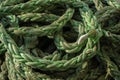 Worn out green nautical rope Royalty Free Stock Photo