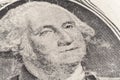 worn out one dollar bill closeup. fragment macro Portrait of President