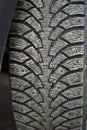 Worn out tread of winter car tire Royalty Free Stock Photo