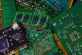 Worn, outdated computer components. Electronic waste Royalty Free Stock Photo