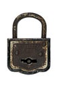 Vintage closed padlock over white Royalty Free Stock Photo