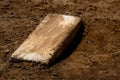 Worn Pitcher`s Mound with Fresh Dirt Baseball