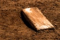 Worn Pitcher`s Mound with Fresh Dirt Baseball