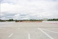 Worn Road Closed barricade blocks road construction site Royalty Free Stock Photo