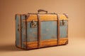 Worn Suitcase on Neutral Background That Represents the Idea of Evacuation and Travel in a Simple Studio Setting Royalty Free Stock Photo