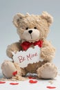 Worn teddy bear holding be mine sign for valentine's day Royalty Free Stock Photo