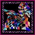 worn textured colorful geometric silk scarf design