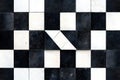Worn Vintage Black and White Cement Tile with Grunge Texture and Traditional Motif Square and Triangular Seamless Patter