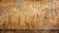 Worn wall fresco with Ancient Egyptian hieroglyphs, old hieroglyphic writing texture background. Theme of Egypt, tomb, art, Royalty Free Stock Photo