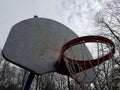 Worn Or Weathered Basketball Hoop And Backboard