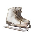 Worn White Ice Skates with Black Background Royalty Free Stock Photo