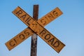 Worn Yellow Railroad Crossing Sign