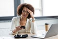 Worried african american businesswoman with diabetes Royalty Free Stock Photo