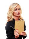 Worried Blond business woman