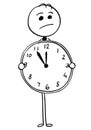 Worried Businessman Holding Large Watch Clock