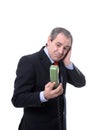 Worried businessman on the phone Royalty Free Stock Photo