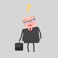 Worried businessman thinking about question. 3D Royalty Free Stock Photo