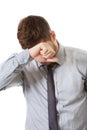 Worried businessman touching his forehead. Royalty Free Stock Photo