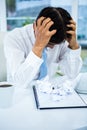 Worried businessman working at his desk Royalty Free Stock Photo