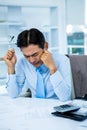 Worried businessman working at his desk Royalty Free Stock Photo
