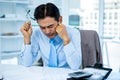 Worried businessman working at his desk Royalty Free Stock Photo