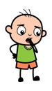 Worried Cartoon Bald Boy Thinking Royalty Free Stock Photo