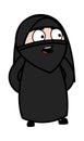 Worried Cartoon Muslim Woman Talking