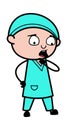 Worried Cartoon Surgeon Thinking