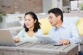 Worried couple checking bills Royalty Free Stock Photo