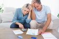 Worried couple going over finances Royalty Free Stock Photo